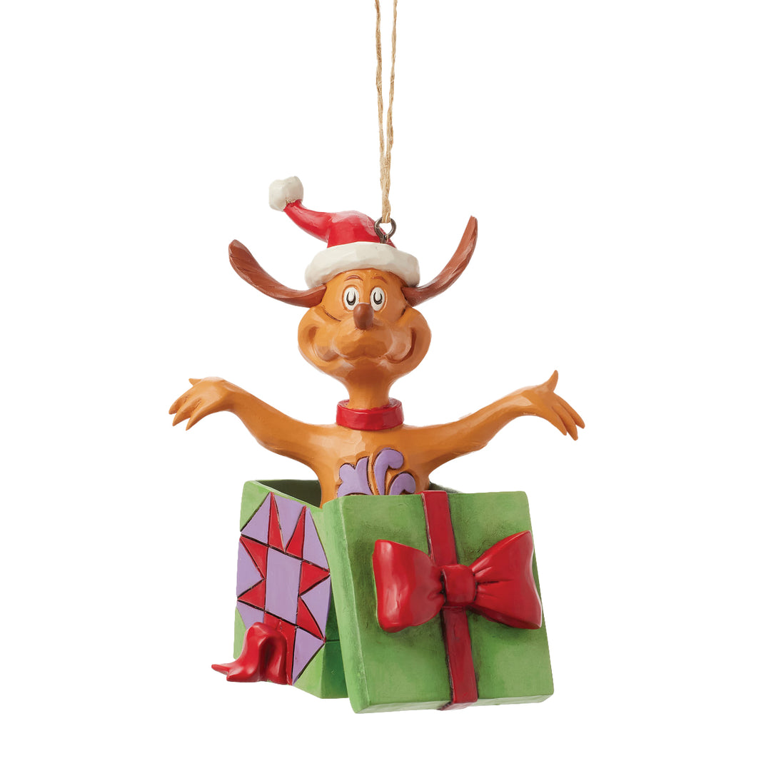 Jim Shore The Grinch: Max In Present Hanging Ornament sparkle-castle