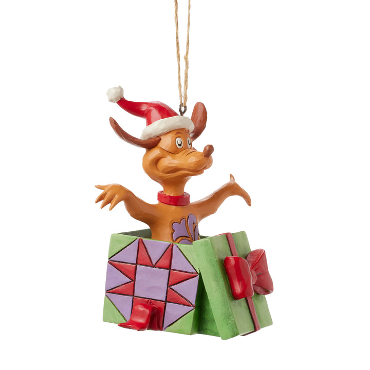 Jim Shore The Grinch: Max In Present Hanging Ornament sparkle-castle