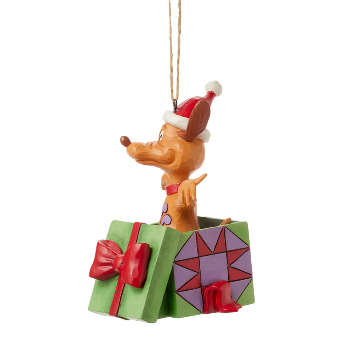 Jim Shore The Grinch: Max In Present Hanging Ornament sparkle-castle