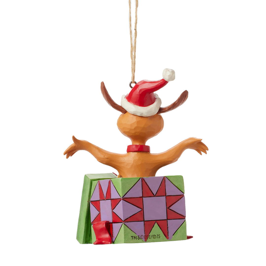 Jim Shore The Grinch: Max In Present Hanging Ornament sparkle-castle