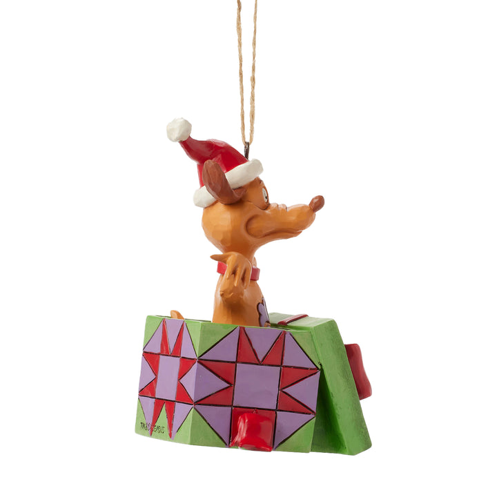 Jim Shore The Grinch: Max In Present Hanging Ornament sparkle-castle