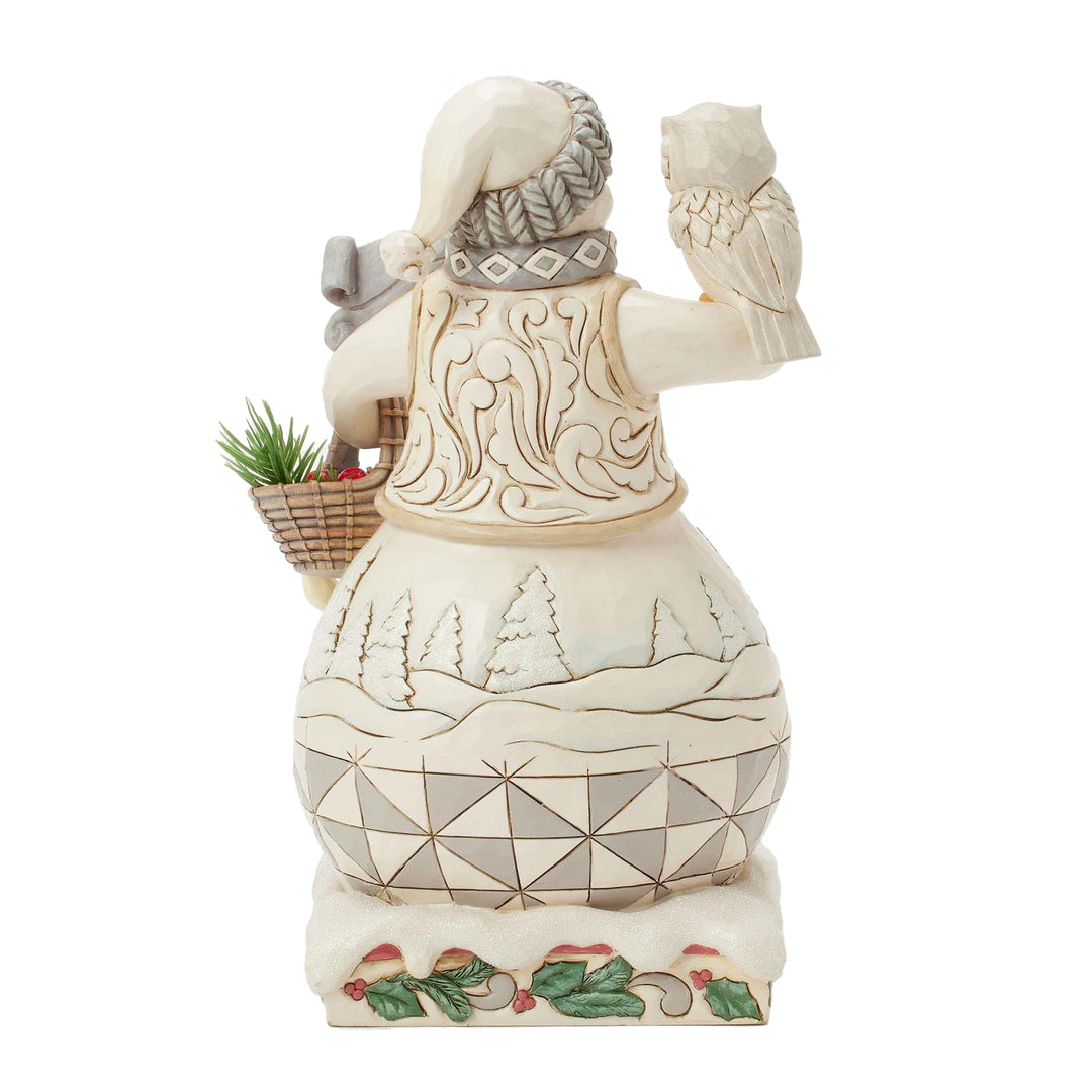 Jim Shore Heartwood Creek: White Woodland Snowman With Basket Figurine sparkle-castle