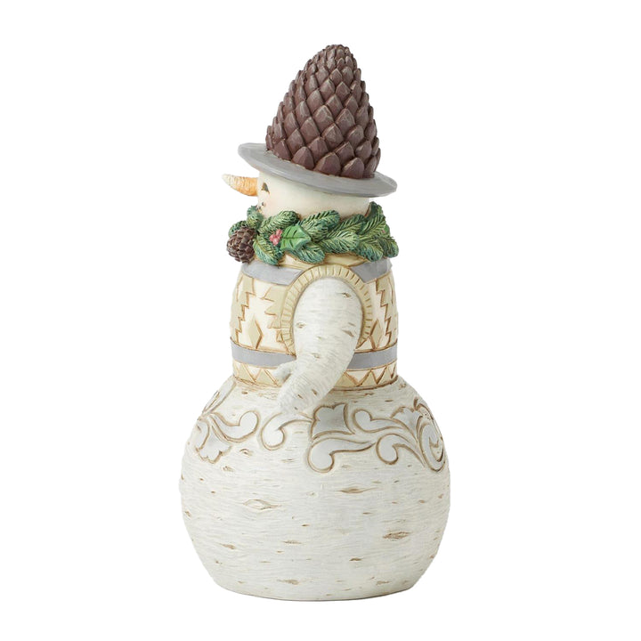 Jim Shore Heartwood Creek: White Woodland Snowman With Pinecone Hat Figurine sparkle-castle