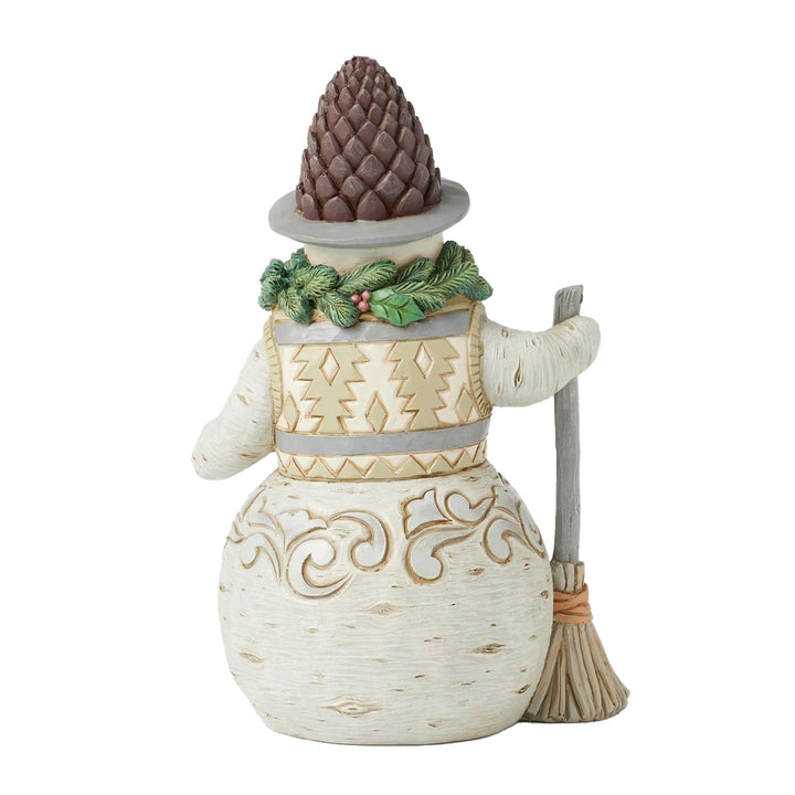 Jim Shore Heartwood Creek: White Woodland Snowman With Pinecone Hat Figurine sparkle-castle