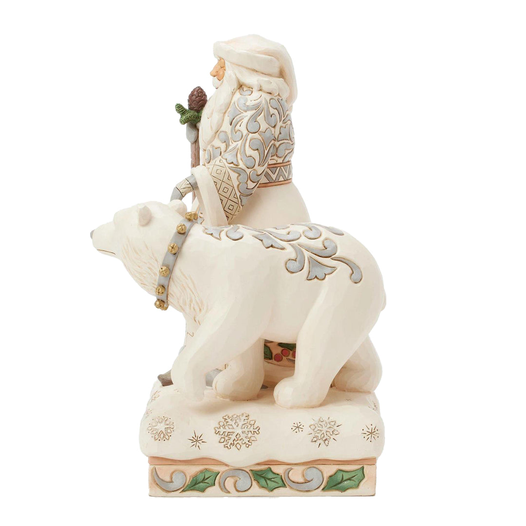 Jim Shore Heartwood Creek: White Woodland Santa with Polar Bear Figurine sparkle-castle