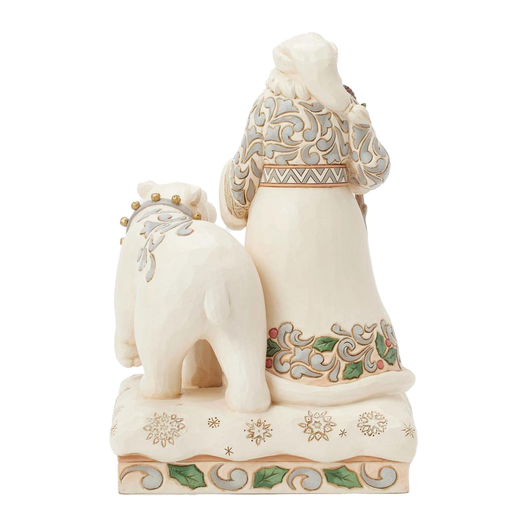 Jim Shore Heartwood Creek: White Woodland Santa with Polar Bear Figurine sparkle-castle