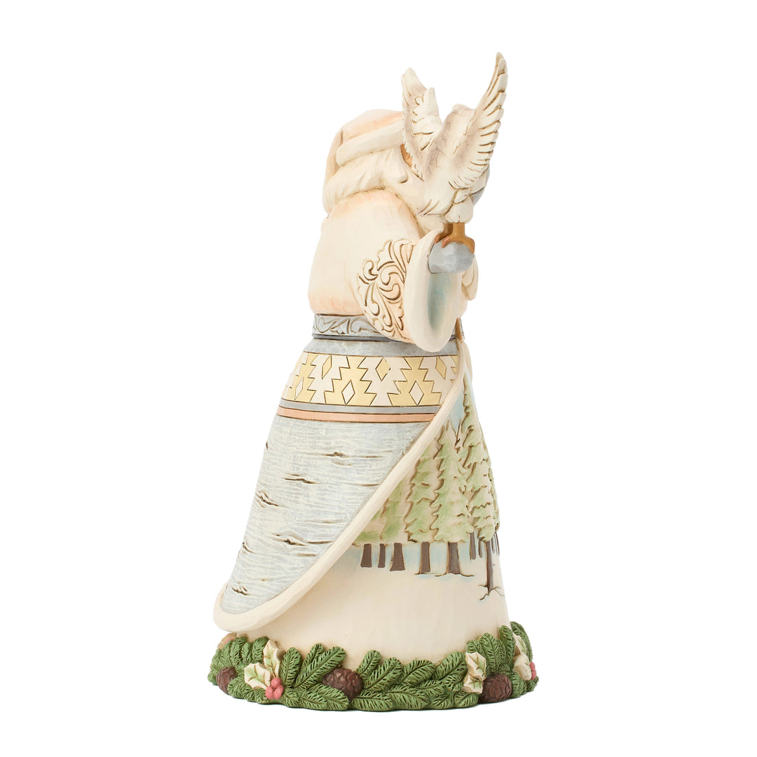 Jim Shore Heartwood Creek: White Woodland Santa with Owl Figurine sparkle-castle