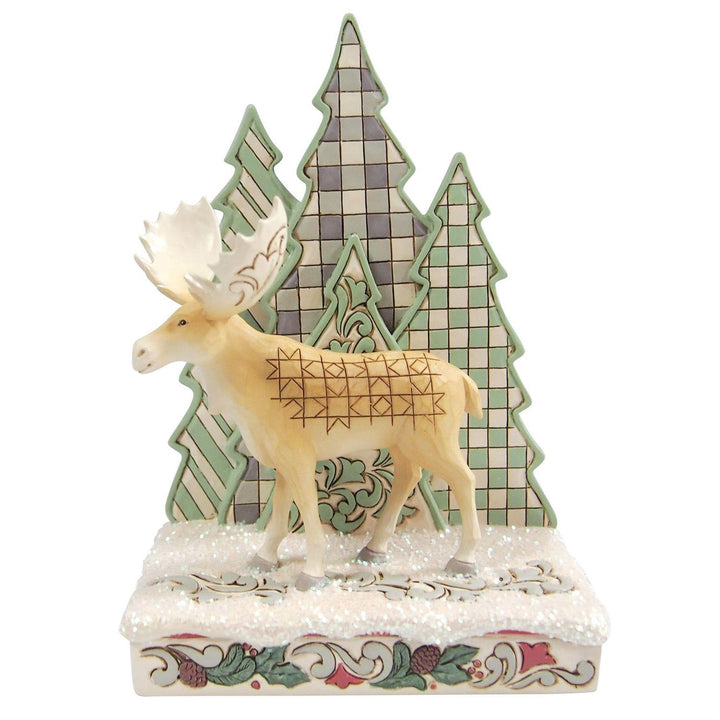 Jim Shore Heartwood Creek: White Woodland Moose With Layered Tree Figurine sparkle-castle