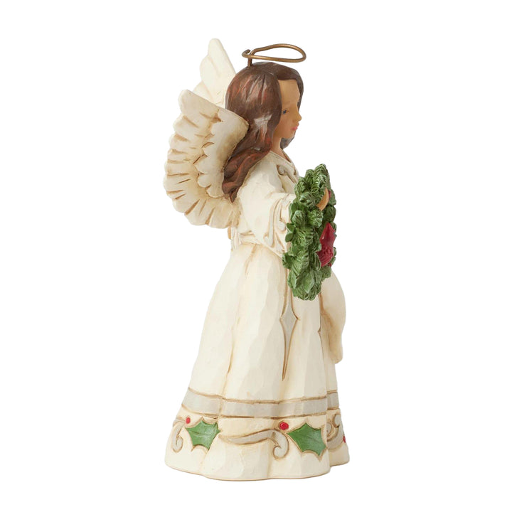 Jim Shore Heartwood Creek: White Woodland Angel with Cardinal In Wreath Figurine sparkle-castle