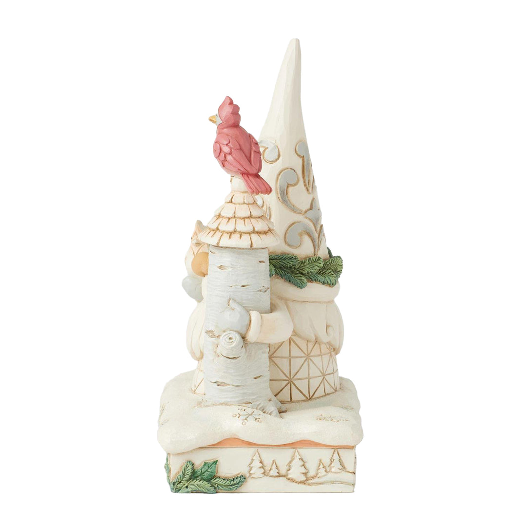 Jim Shore Heartwood Creek: White Woodland Gnome with Birdhouse Figurine sparkle-castle