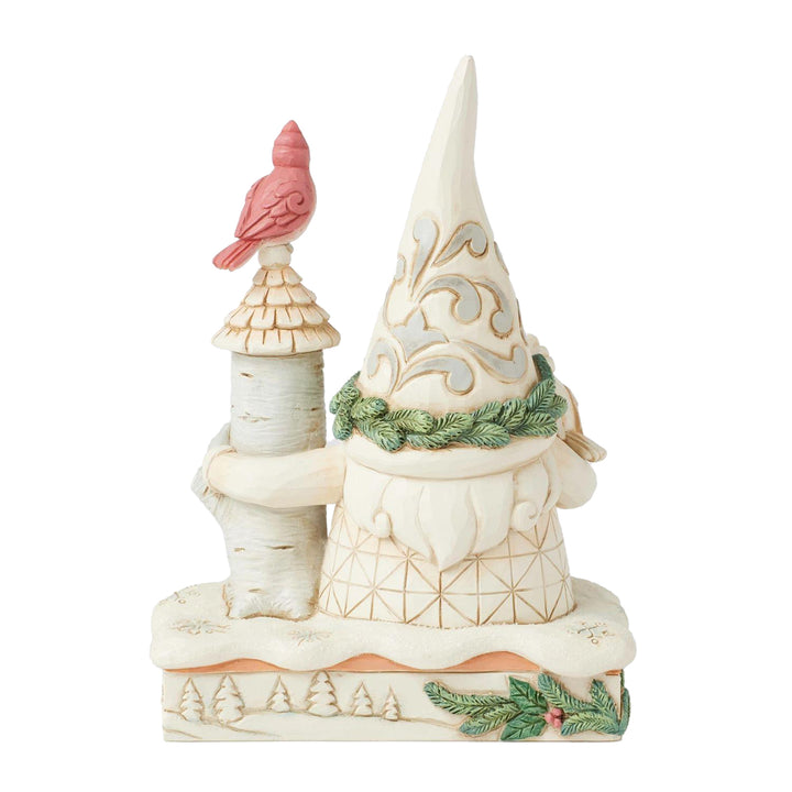 Jim Shore Heartwood Creek: White Woodland Gnome with Birdhouse Figurine sparkle-castle