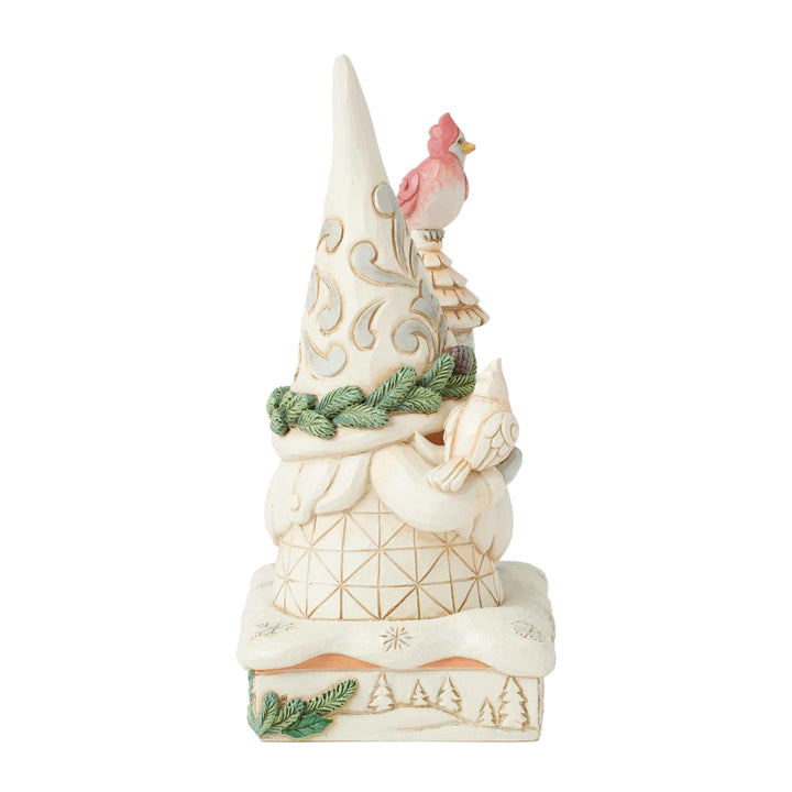 Jim Shore Heartwood Creek: White Woodland Gnome with Birdhouse Figurine sparkle-castle