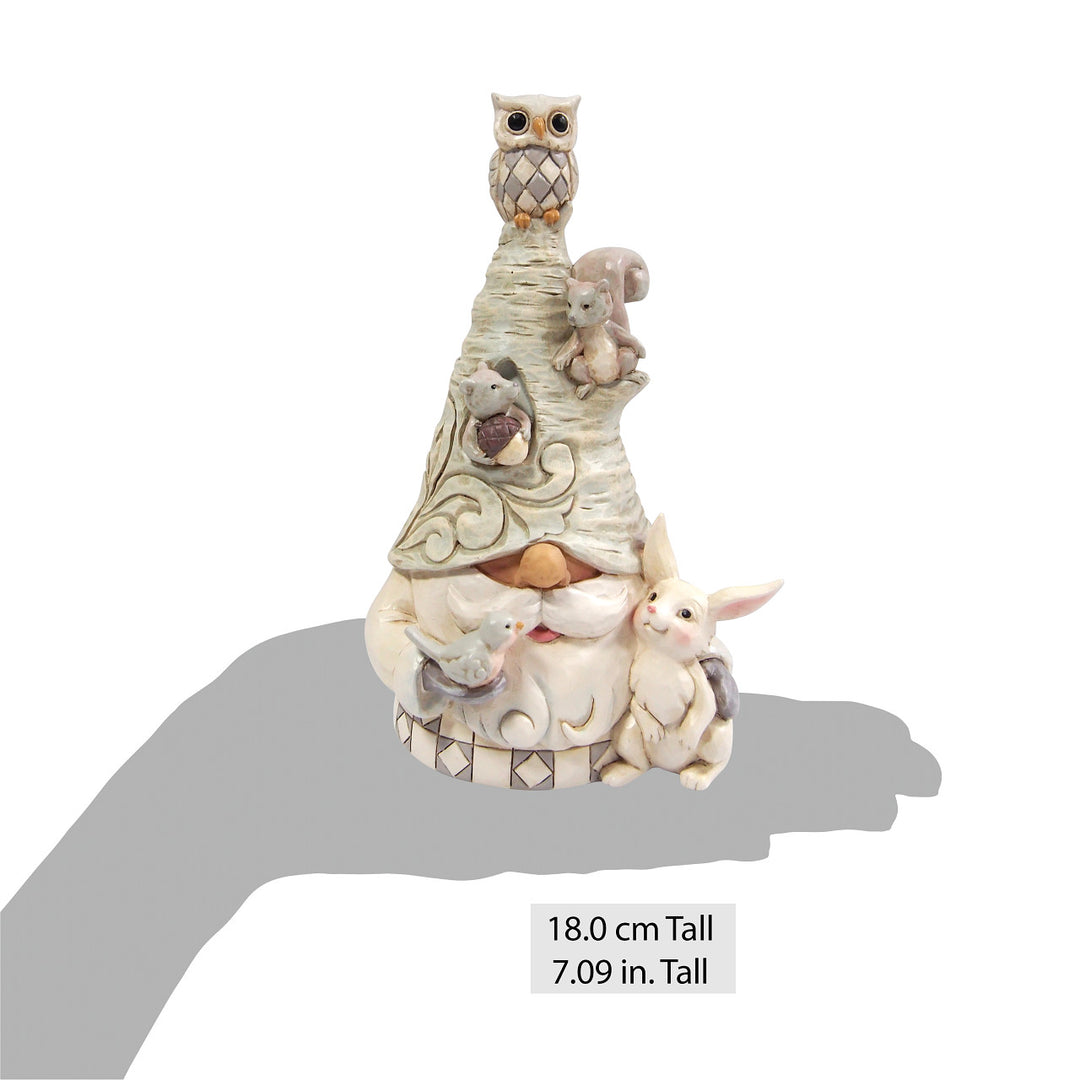 Jim Shore Heartwood Creek: White Woodland Gnome with Animals Figurine sparkle-castle