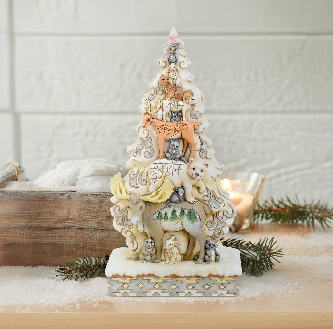 Jim Shore Heartwood Creek: White Woodland Stacked Animals Figurine