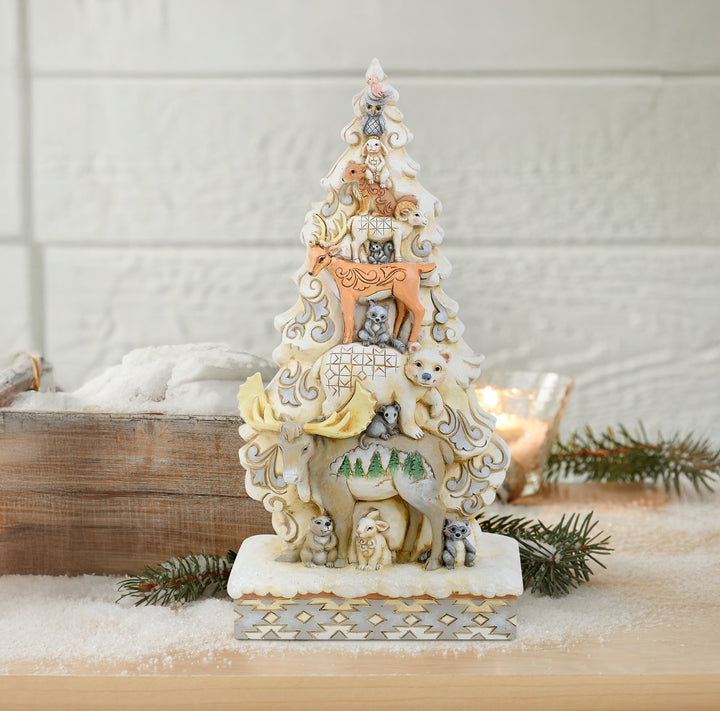 Jim Shore Heartwood Creek: White Woodland Stacked Animals Figurine