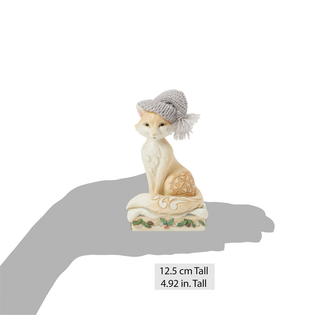 Jim Shore Heartwood Creek: White Woodland Fox with Knit Hat Figurine sparkle-castle