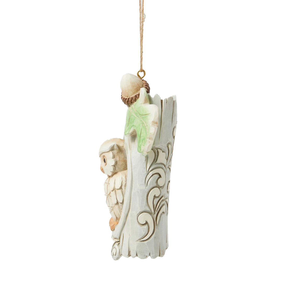 Jim Shore Heartwood Creek: White Woodland Owl in Tree Hanging Ornament sparkle-castle