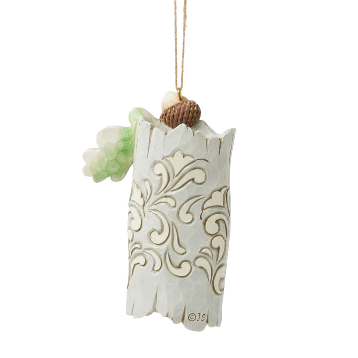 Jim Shore Heartwood Creek: White Woodland Owl in Tree Hanging Ornament sparkle-castle