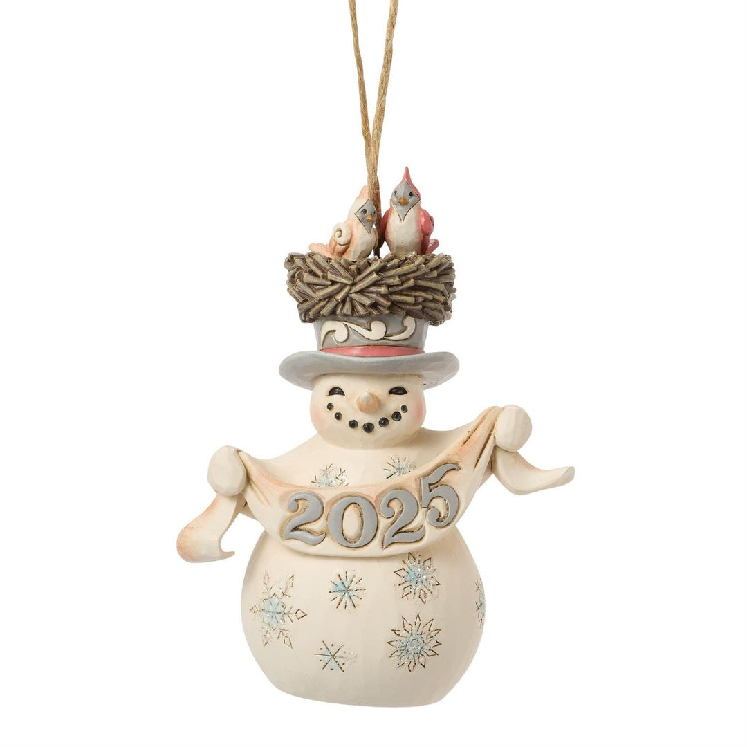 Jim Shore Heartwood Creek: White Woodland Dated 2025 Snowman Hanging Ornament sparkle-castle