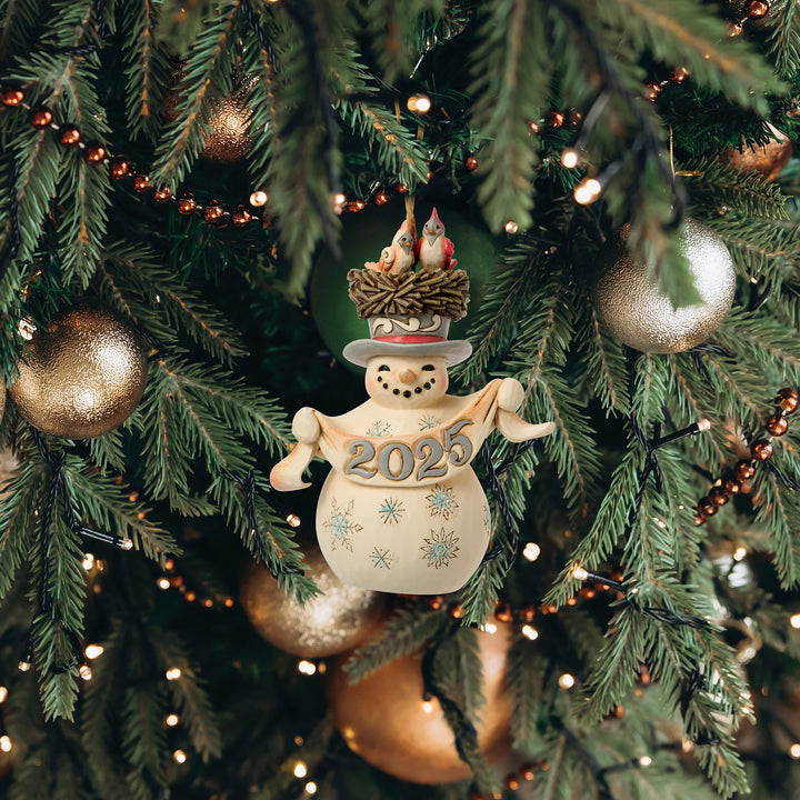 Jim Shore Heartwood Creek: White Woodland Dated 2025 Snowman Hanging Ornament sparkle-castle