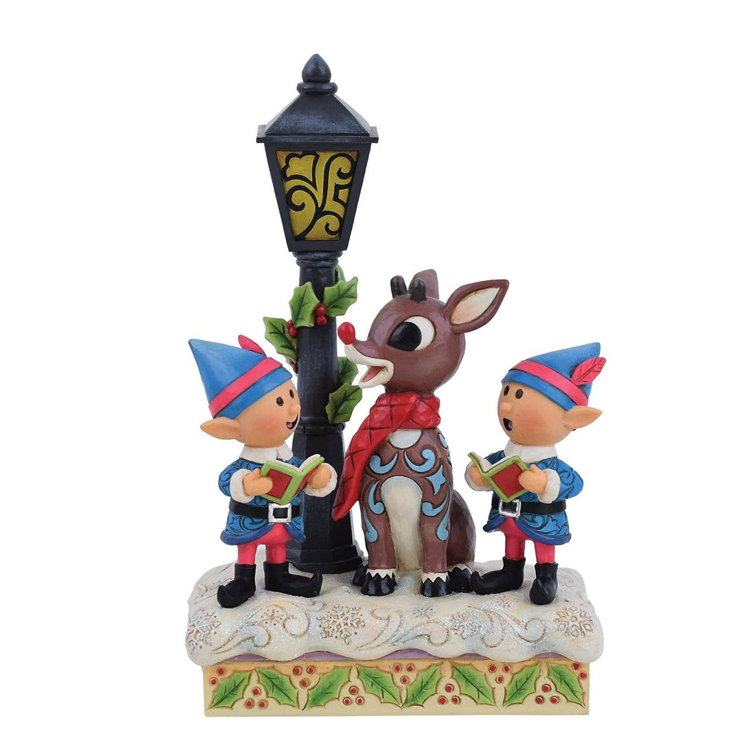 Jim Shore Rudolph Traditions: Rudolph and Elves Caroling Figurine sparkle-castle