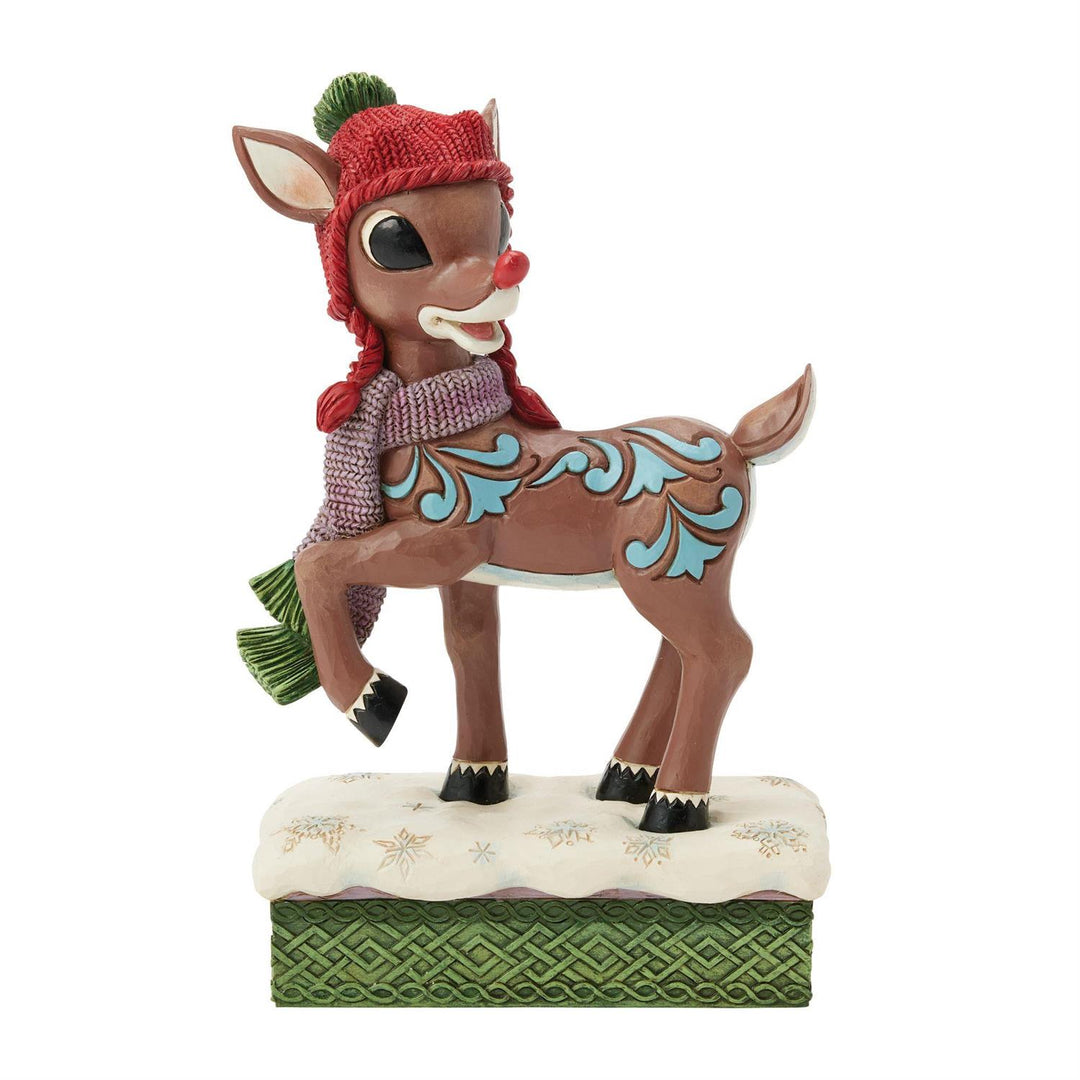 Jim Shore Rudolph Traditions: Rudolph with Knit Hat Figurine sparkle-castle