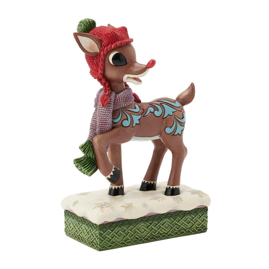 Jim Shore Rudolph Traditions: Rudolph with Knit Hat Figurine sparkle-castle