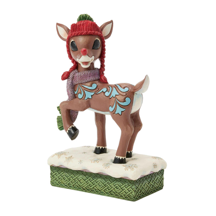 Jim Shore Rudolph Traditions: Rudolph with Knit Hat Figurine sparkle-castle