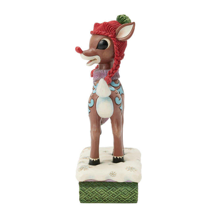 Jim Shore Rudolph Traditions: Rudolph with Knit Hat Figurine sparkle-castle