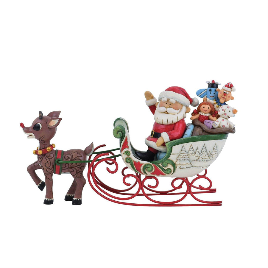 Jim Shore Rudolph Traditions: Rudolph Pulling Santa's Sleigh Figurine sparkle-castle