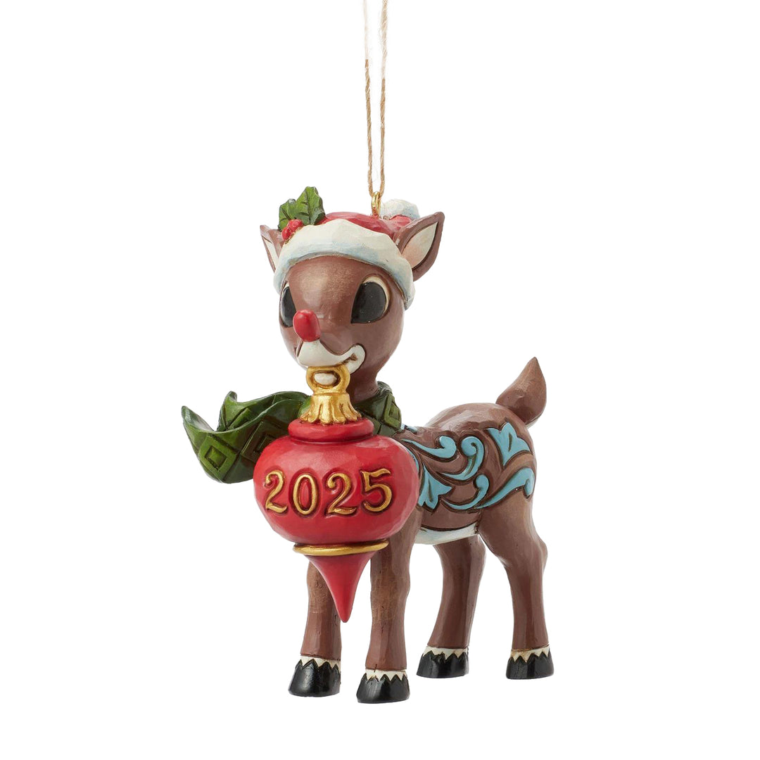 Jim Shore Rudolph Traditions: Rudolph Dated 2025 Hanging Ornament sparkle-castle