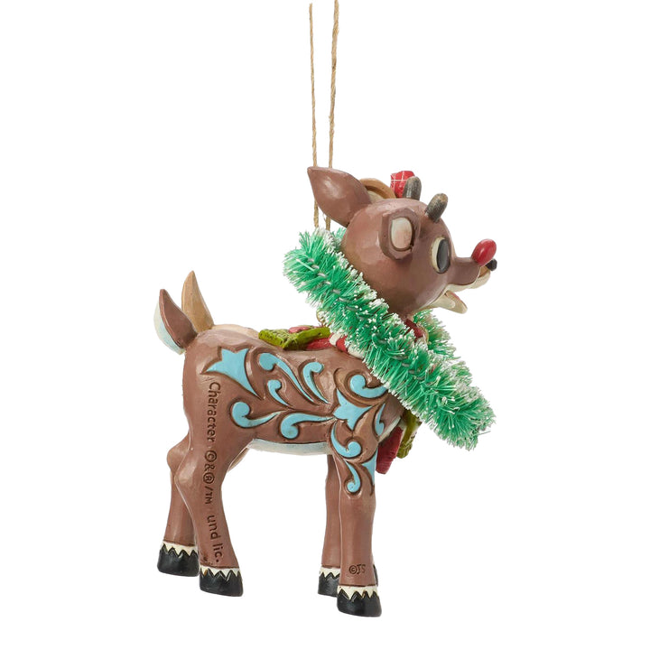 Jim Shore Rudolph Traditions: Rudolph & Clarice In Heart Wreath Hanging Ornament sparkle-castle