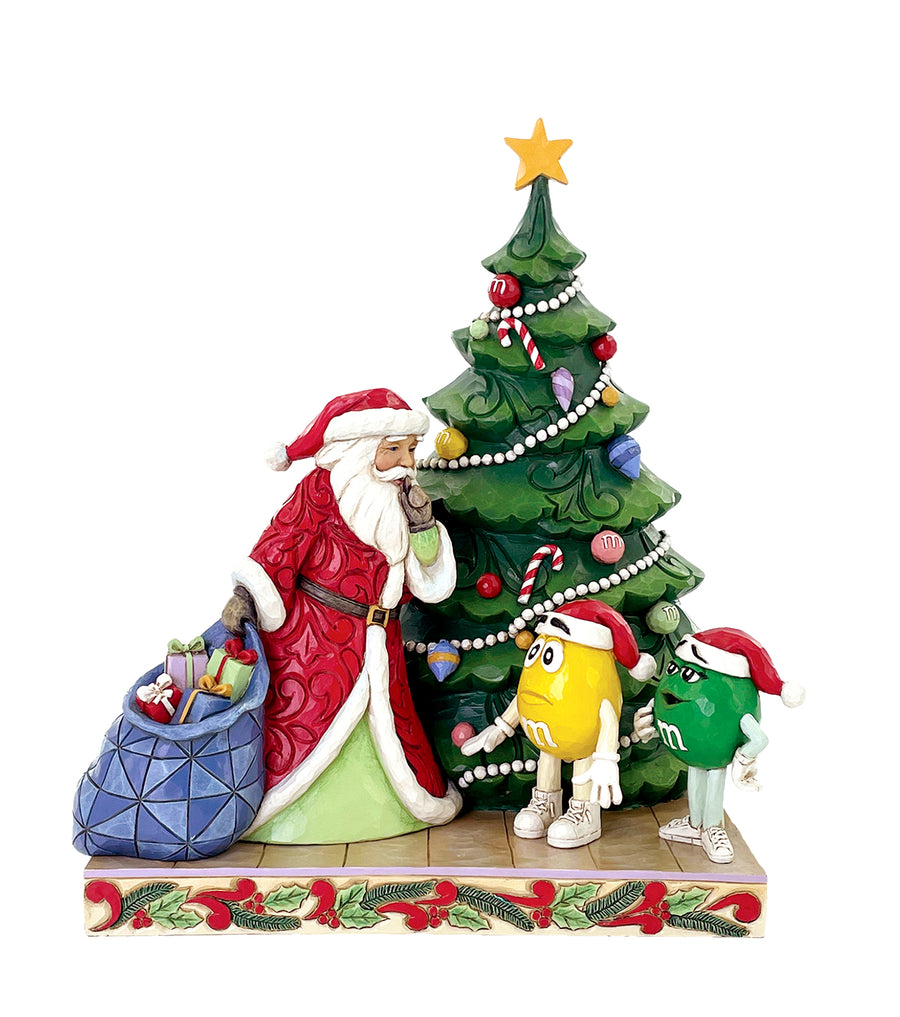 Jim Shore M&M'S: Santa with Yellow & Green M&M's Characters Figurine sparkle-castle