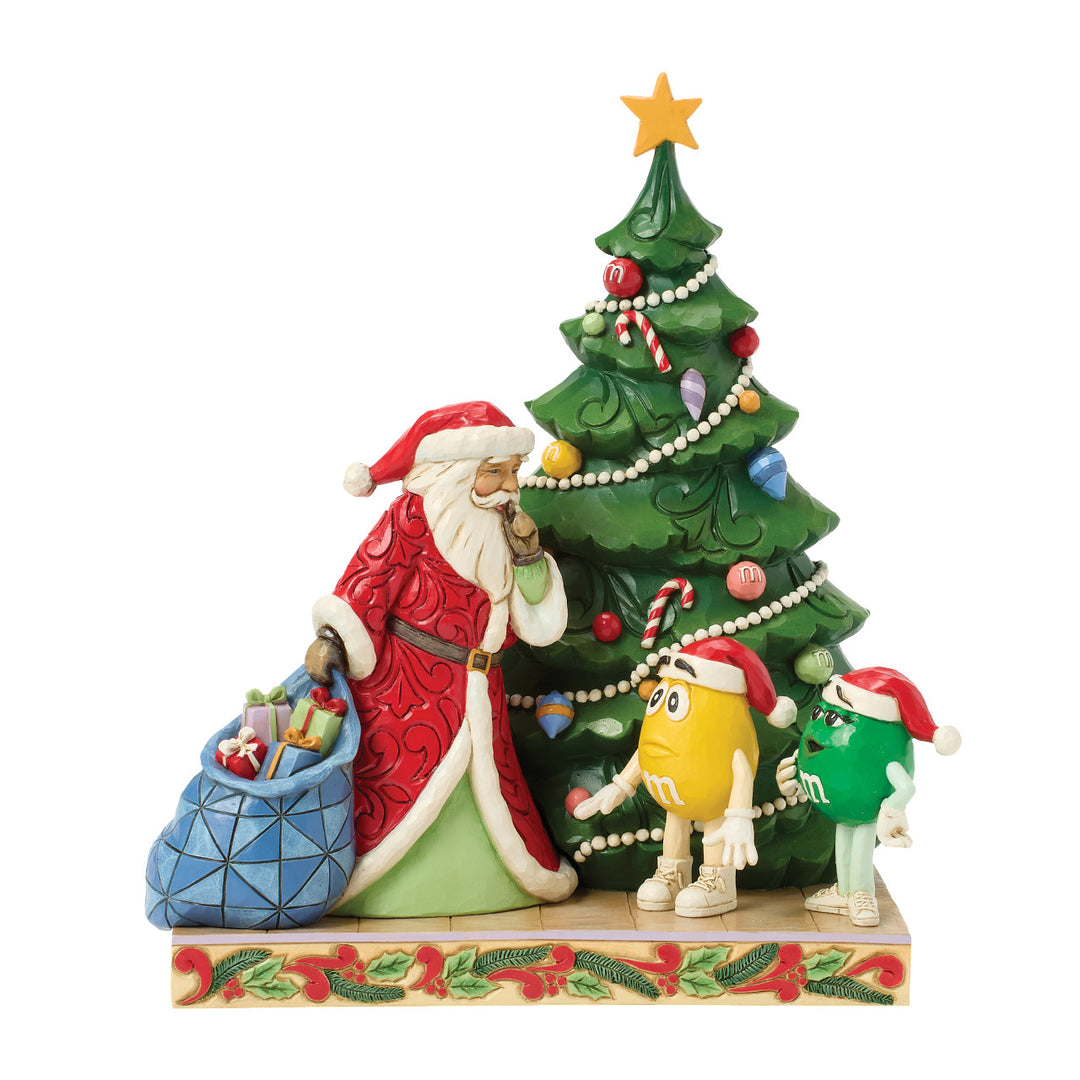 Jim Shore M&M'S: Santa with Yellow & Green M&M's Characters Figurine