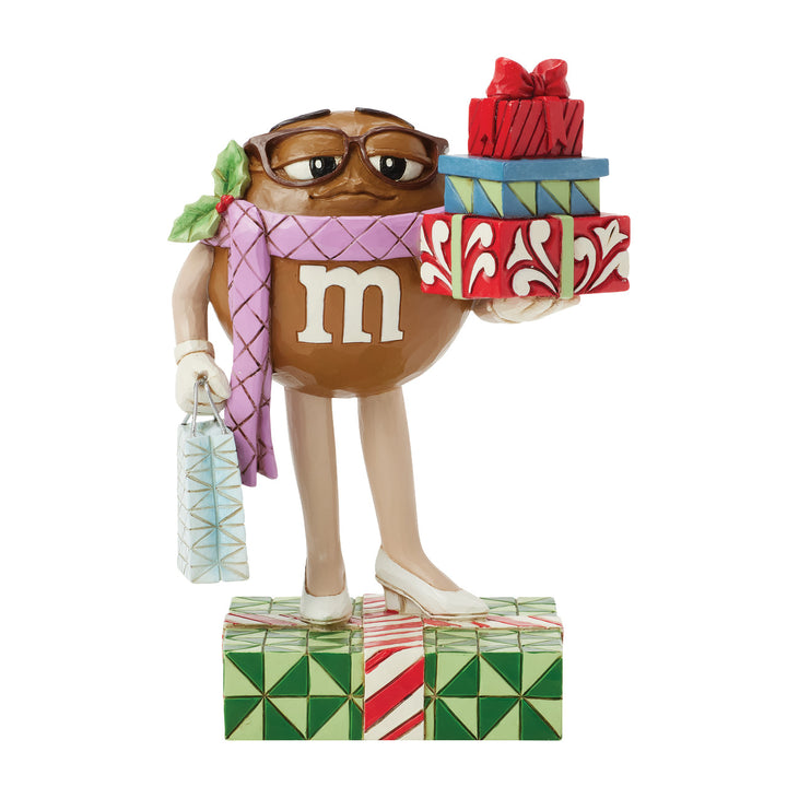 Jim Shore M&M'S: Brown M&M With Presents Figurine sparkle-castle