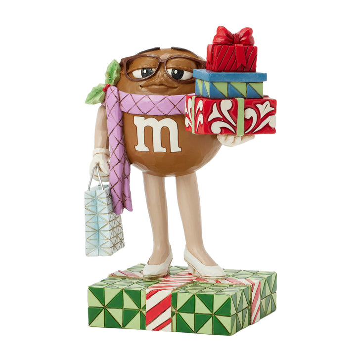 Jim Shore M&M'S: Brown M&M With Presents Figurine sparkle-castle