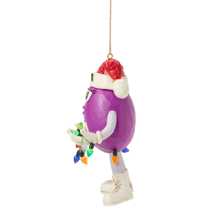 Jim Shore M&M's: Purple M&M With Strand of Lights Hanging Ornament