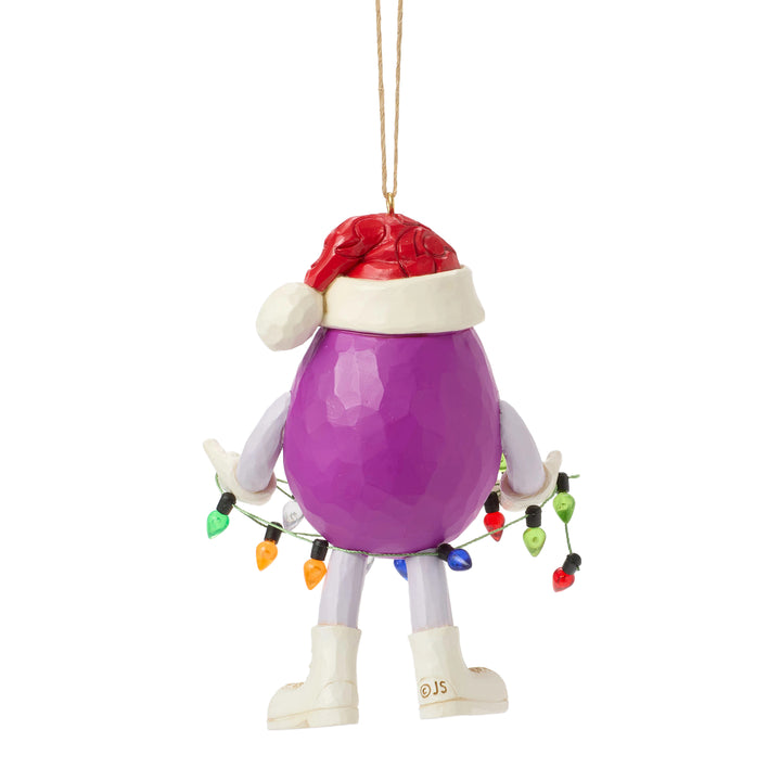 Jim Shore M&M's: Purple M&M With Strand of Lights Hanging Ornament