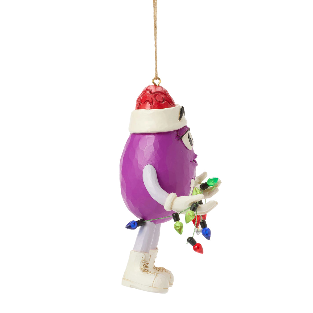 Jim Shore M&M's: Purple M&M With Strand of Lights Hanging Ornament