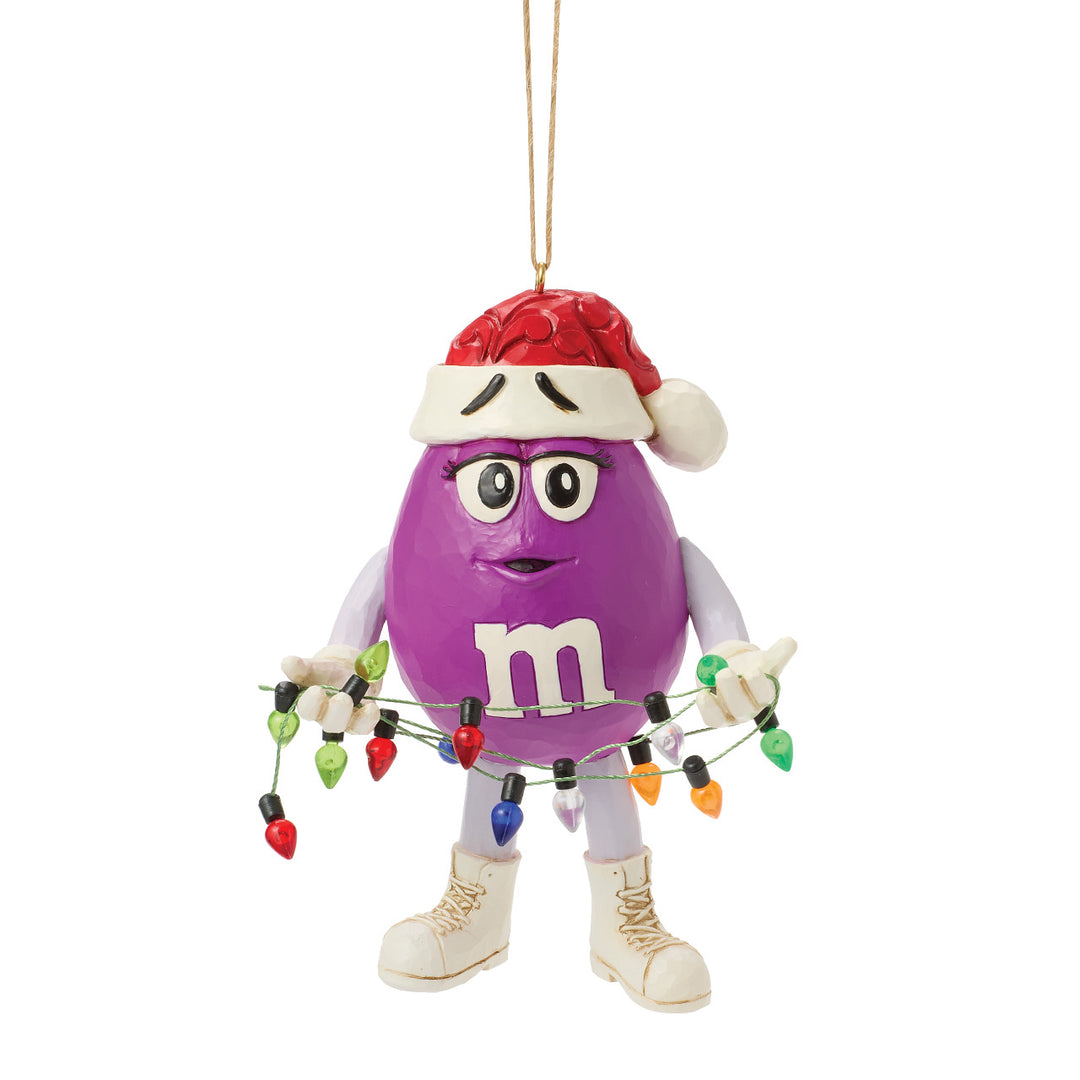 Jim Shore M&M's: Purple M&M With Strand of Lights Hanging Ornament