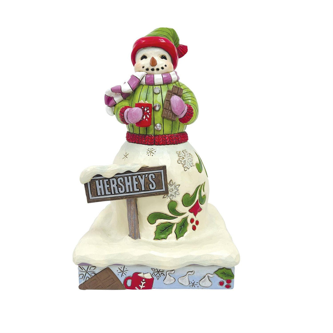 Jim Shore Hershey: Snowman with Hershey Sign Figurine sparkle-castle