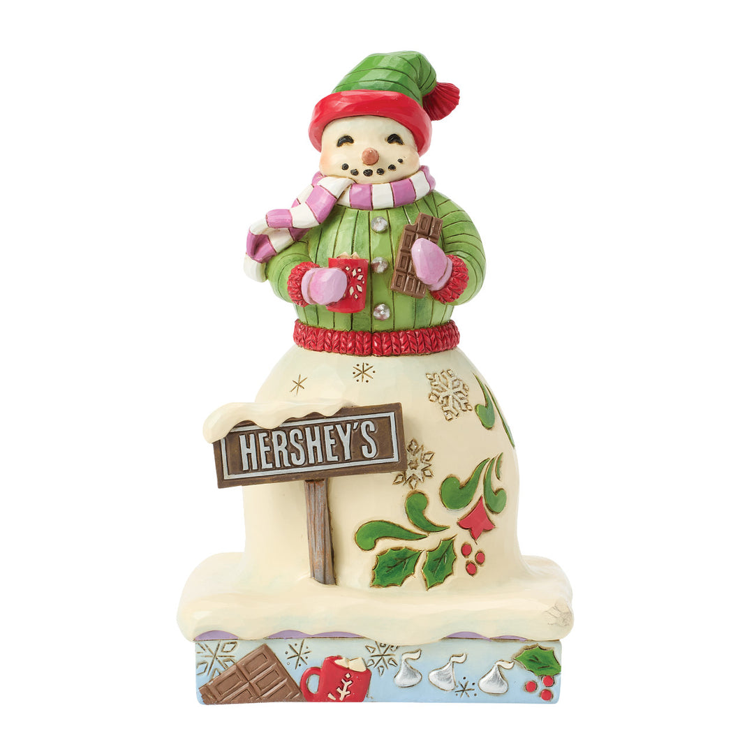 Jim Shore Hershey: Snowman with Hershey Sign Figurine sparkle-castle