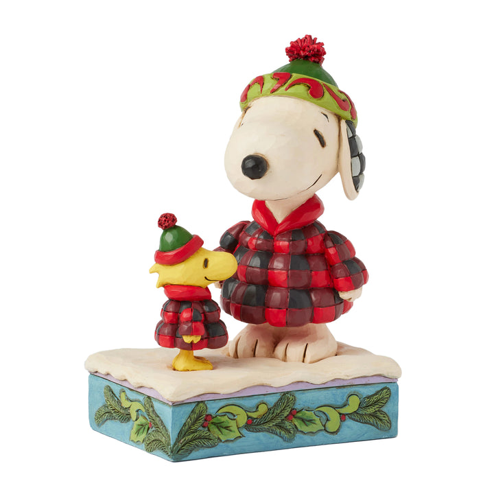 Jim Shore Peanuts: Snoopy & Woodstock In Puffer Jackets Figurine sparkle-castle