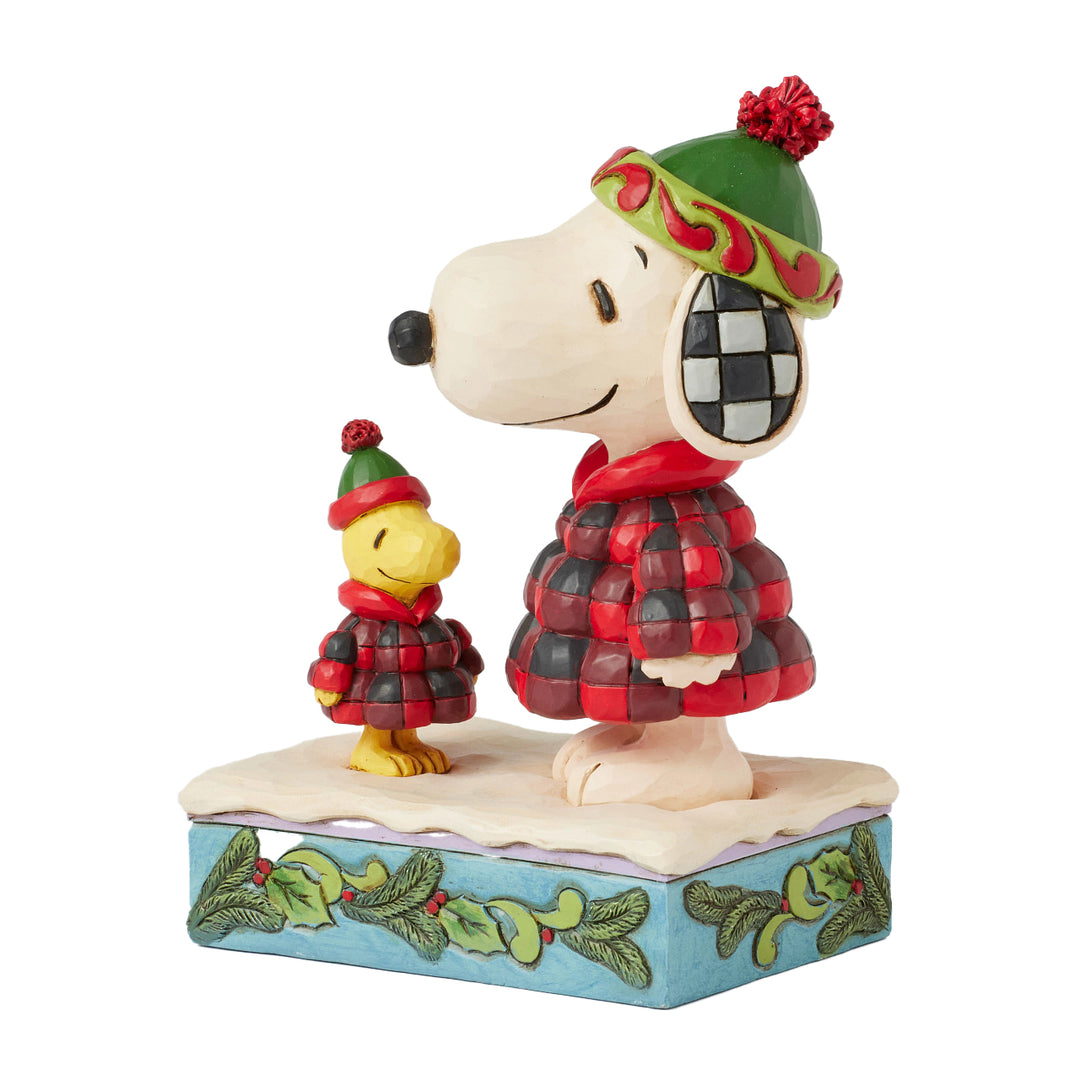 Jim Shore Peanuts: Snoopy & Woodstock In Puffer Jackets Figurine sparkle-castle