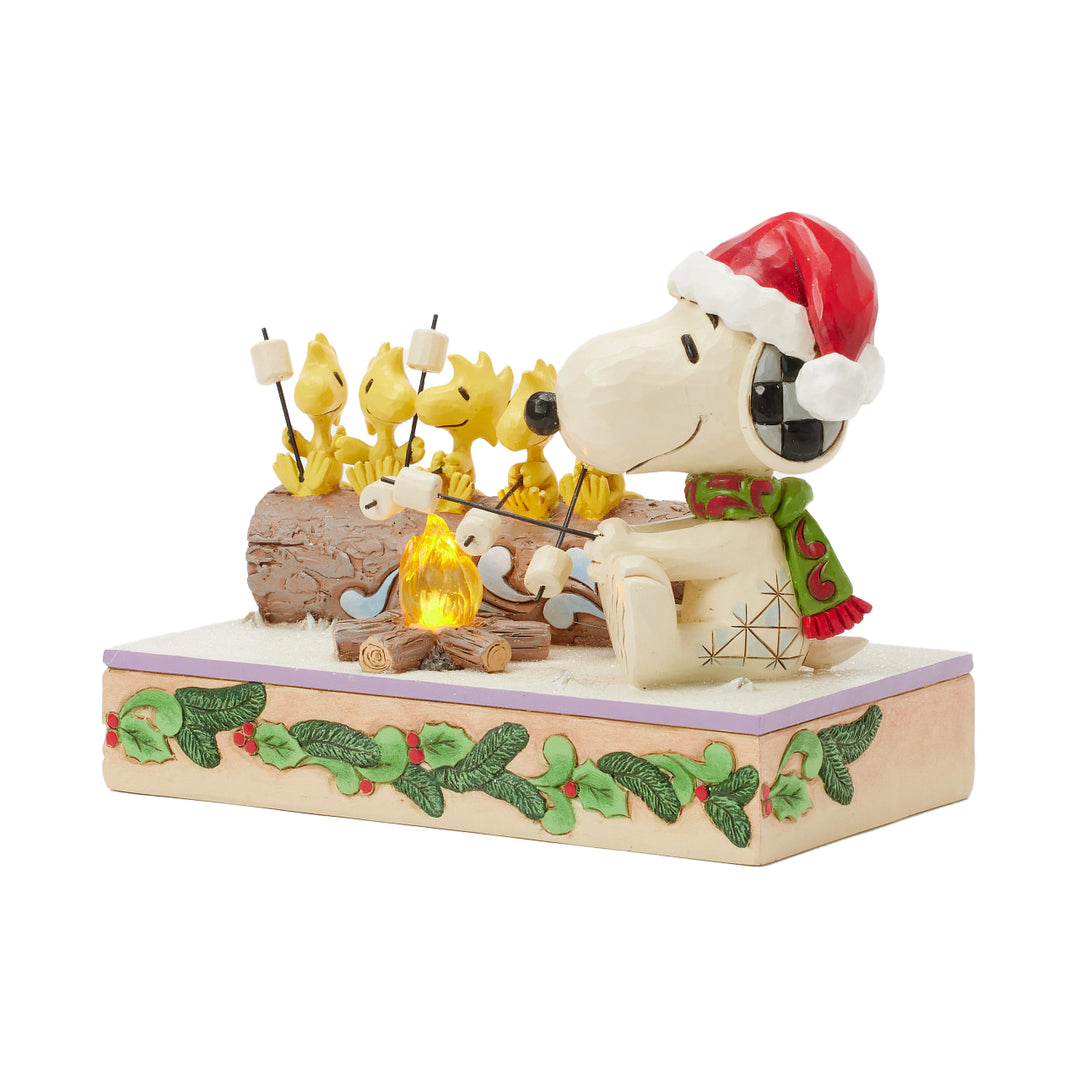 Jim Shore Peanuts: Snoopy & Woodstocks Roasting Marshmallows Figurine sparkle-castle