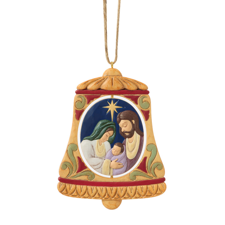 Jim Shore Heartwood Creek: Holy Family In Bell Rotating Hanging Ornament sparkle-castle