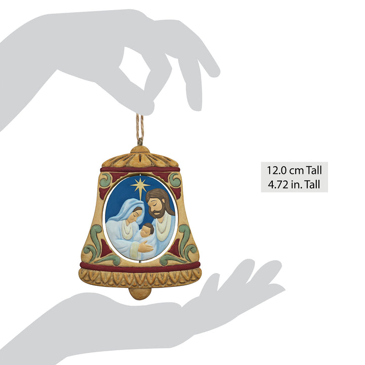 Jim Shore Heartwood Creek: Holy Family In Bell Rotating Hanging Ornament sparkle-castle