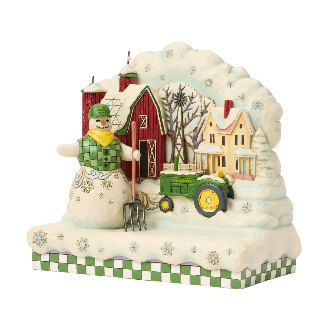 Jim Shore John Deere: Snowman Layered Scene Figurine sparkle-castle