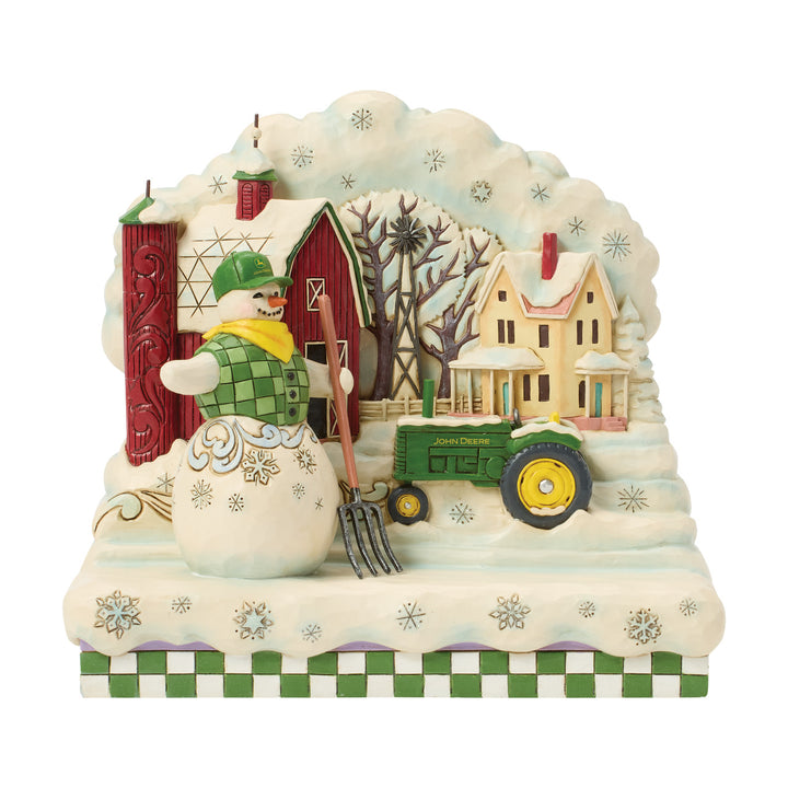 Jim Shore John Deere: Snowman Layered Scene Figurine sparkle-castle