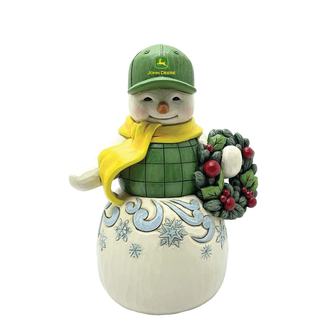 Jim Shore John Deere: Snowman in John Deere Hat Figurine sparkle-castle